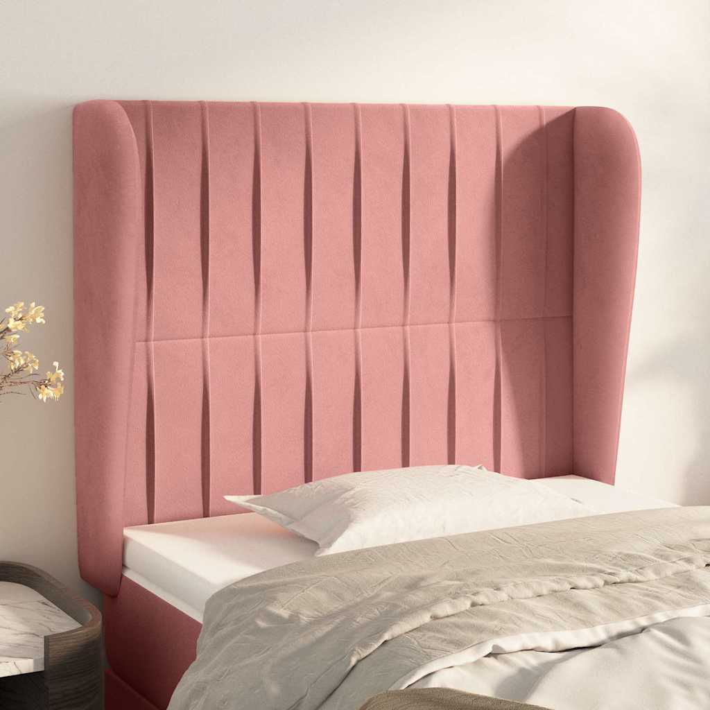 Vidaxl hoofdbord met randen 103x23x118 128 cm fluweel roze