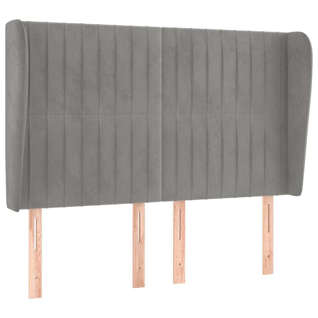 Vidaxl hoofdbord met randen 147x23x118 128 cm fluweel lichtgrijs