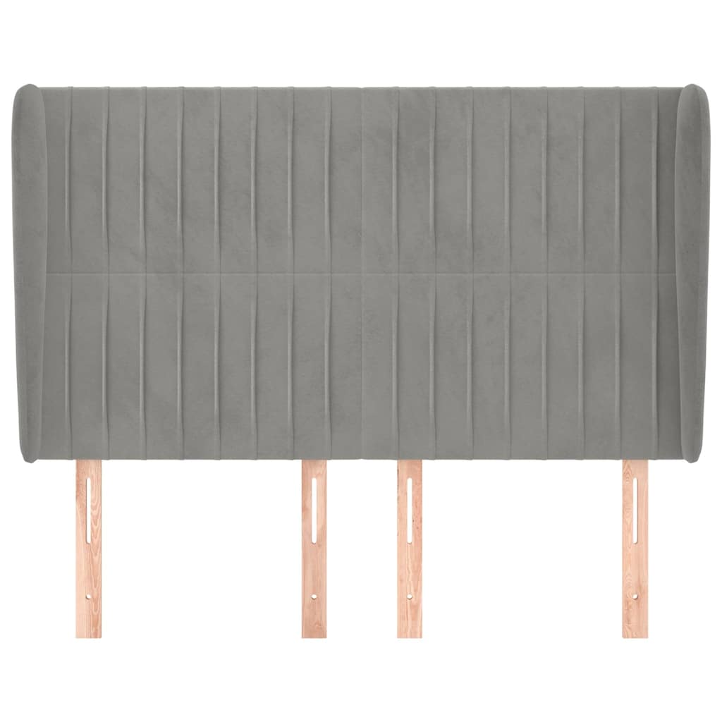 Vidaxl hoofdbord met randen 147x23x118 128 cm fluweel lichtgrijs