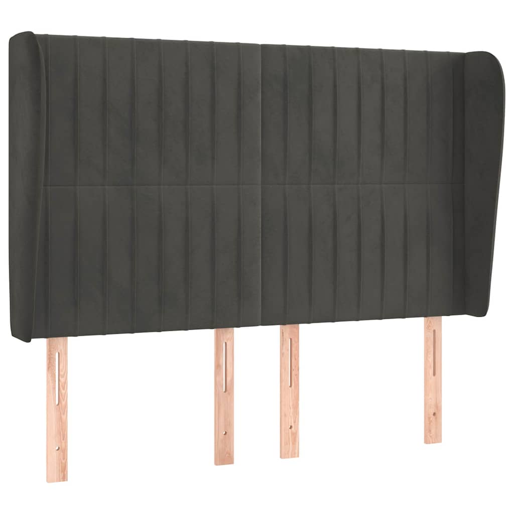 Vidaxl hoofdbord met randen 147x23x118 128 cm fluweel donkergrijs