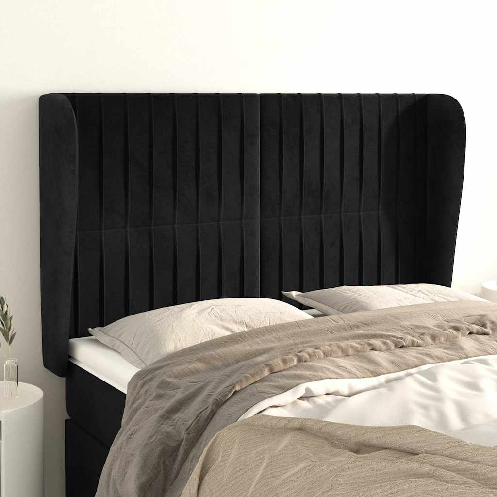 Vidaxl hoofdbord met randen 147x23x118 128 cm fluweel zwart