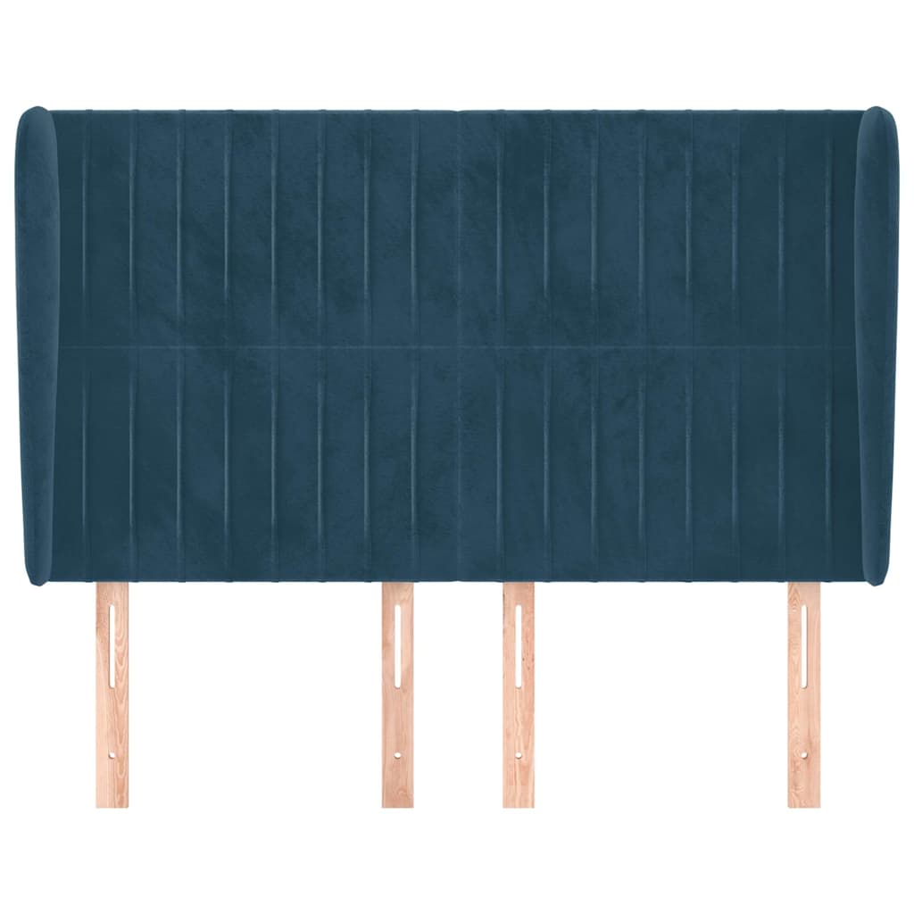 Vidaxl hoofdbord met randen 147x23x118 128 cm fluweel donkerblauw