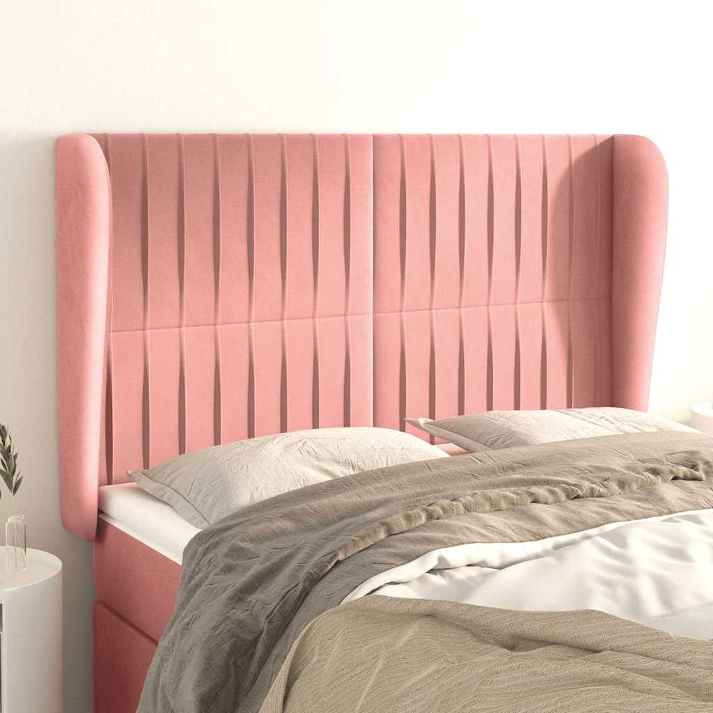 Vidaxl hoofdbord met randen 147x23x118 128 cm fluweel roze