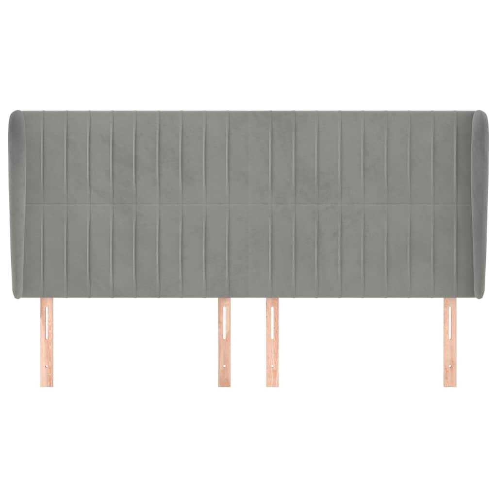 Vidaxl hoofdbord met randen 163x23x118 128 cm fluweel lichtgrijs