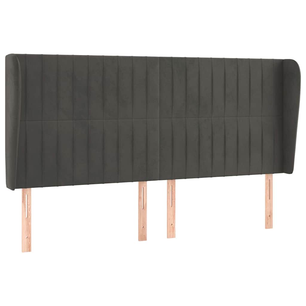Vidaxl hoofdbord met randen 163x23x118 128 cm fluweel donkergrijs
