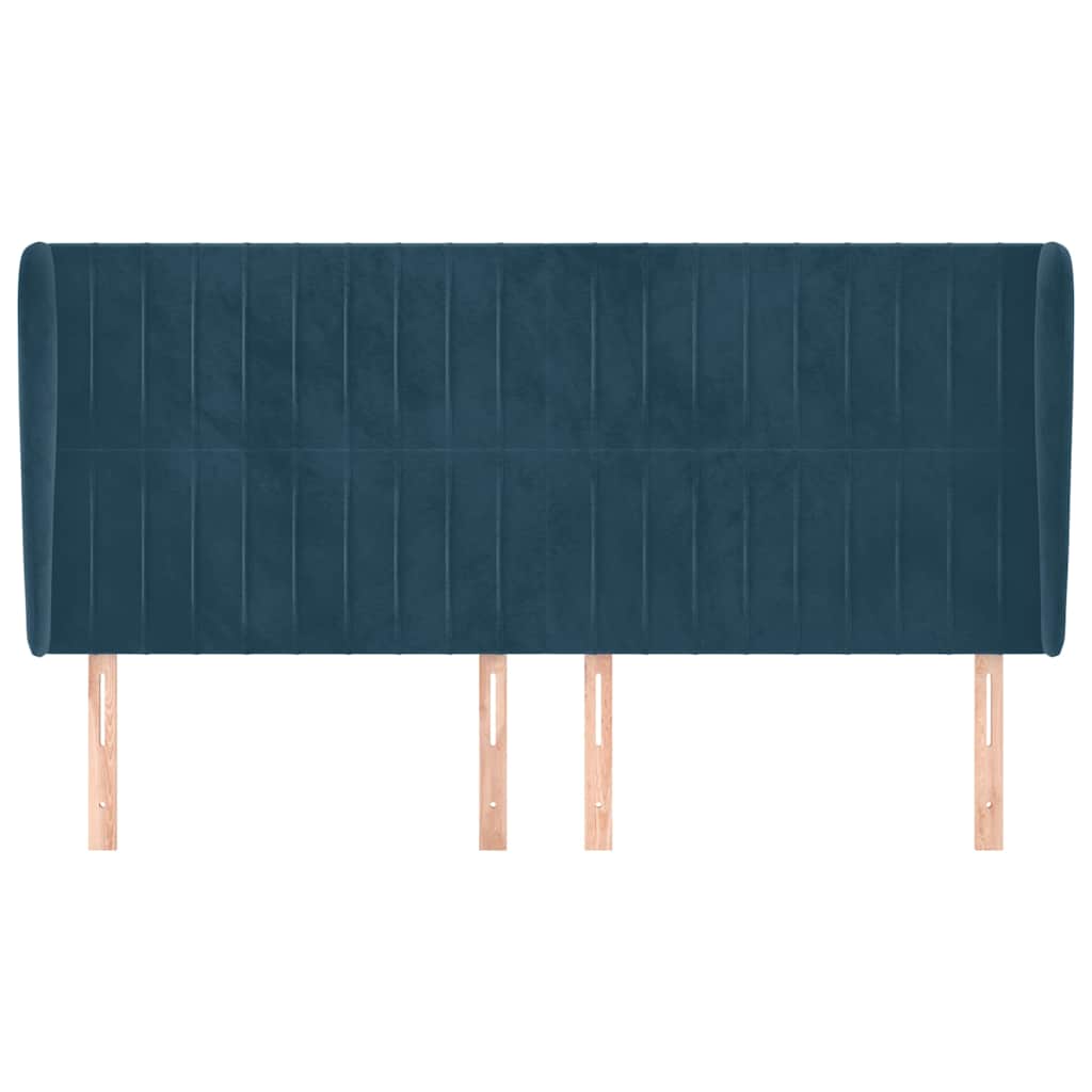 Vidaxl hoofdbord met randen 163x23x118 128 cm fluweel donkerblauw