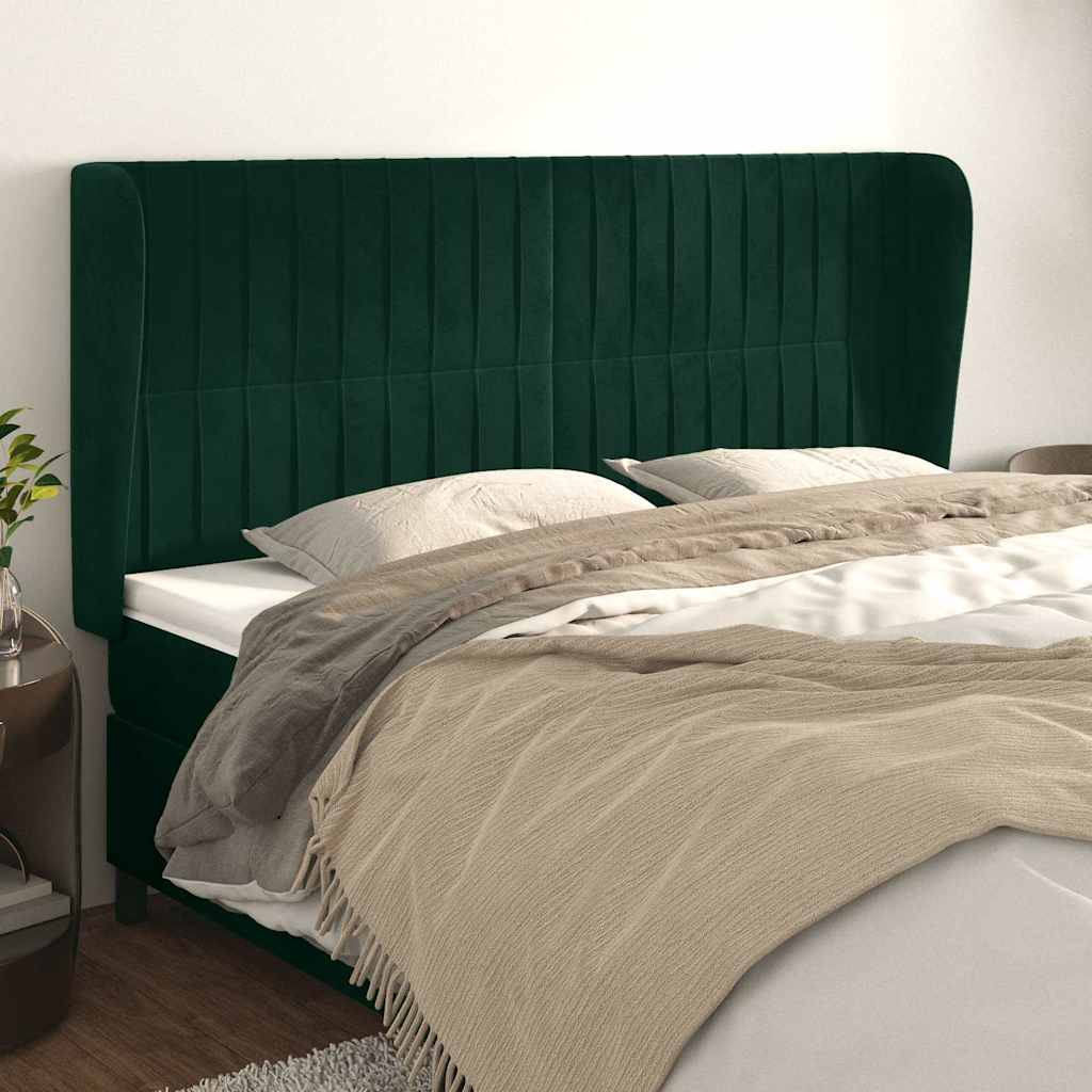 Vidaxl hoofdbord met randen 183x23x118 128 cm fluweel donkergroen