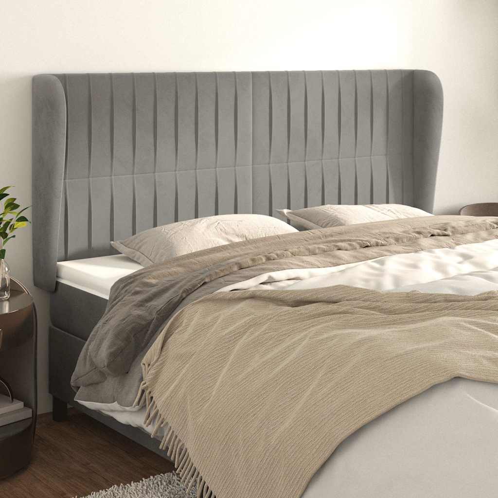 Vidaxl hoofdbord met randen 203x23x118 128 cm fluweel lichtgrijs