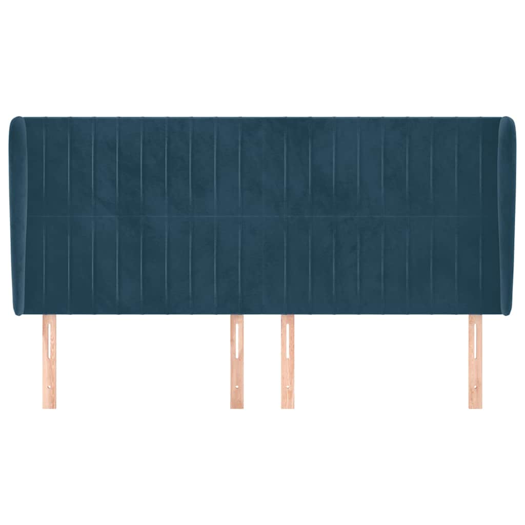 Vidaxl hoofdbord met randen 203x23x118 128 cm fluweel donkerblauw