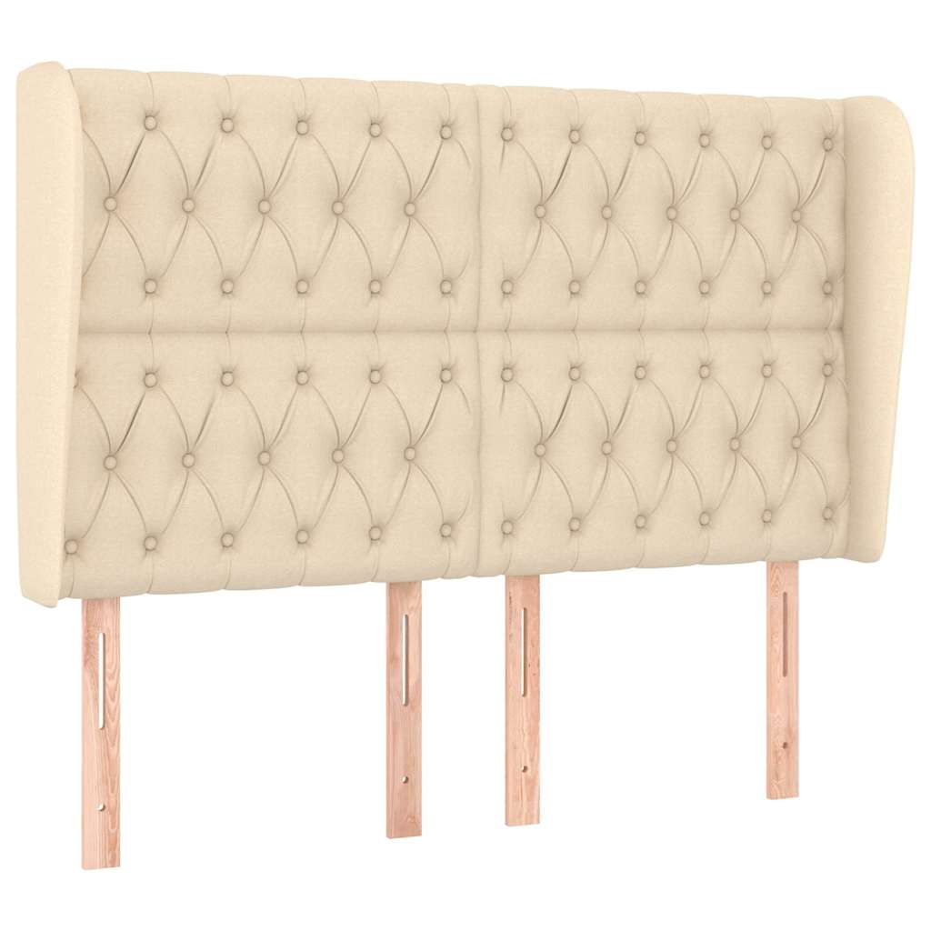 Vidaxl hoofdbord met randen 147x23x118 128 cm stof crèmekleurig