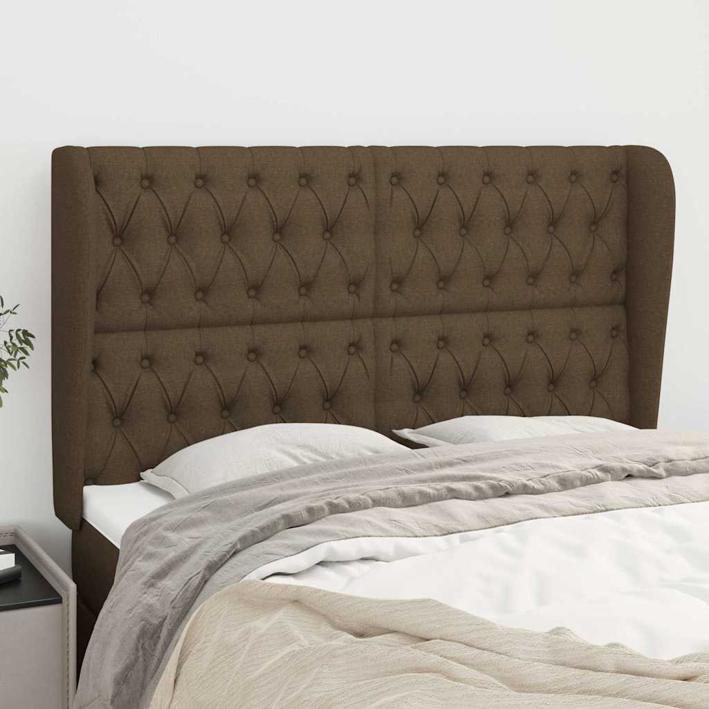 Vidaxl hoofdbord met randen 163x23x118 128 cm stof donkerbruin