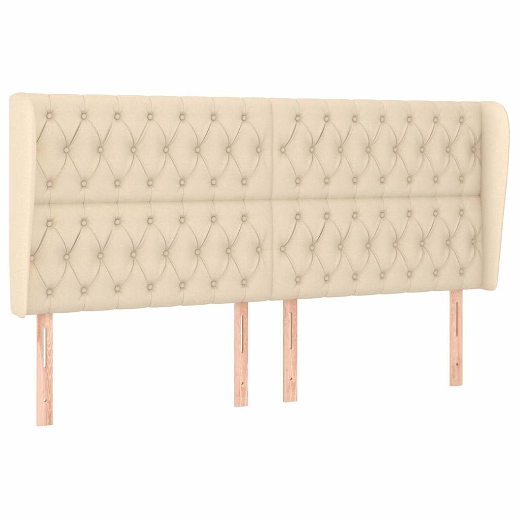Vidaxl hoofdbord met randen 203x23x118 128 cm stof crèmekleurig