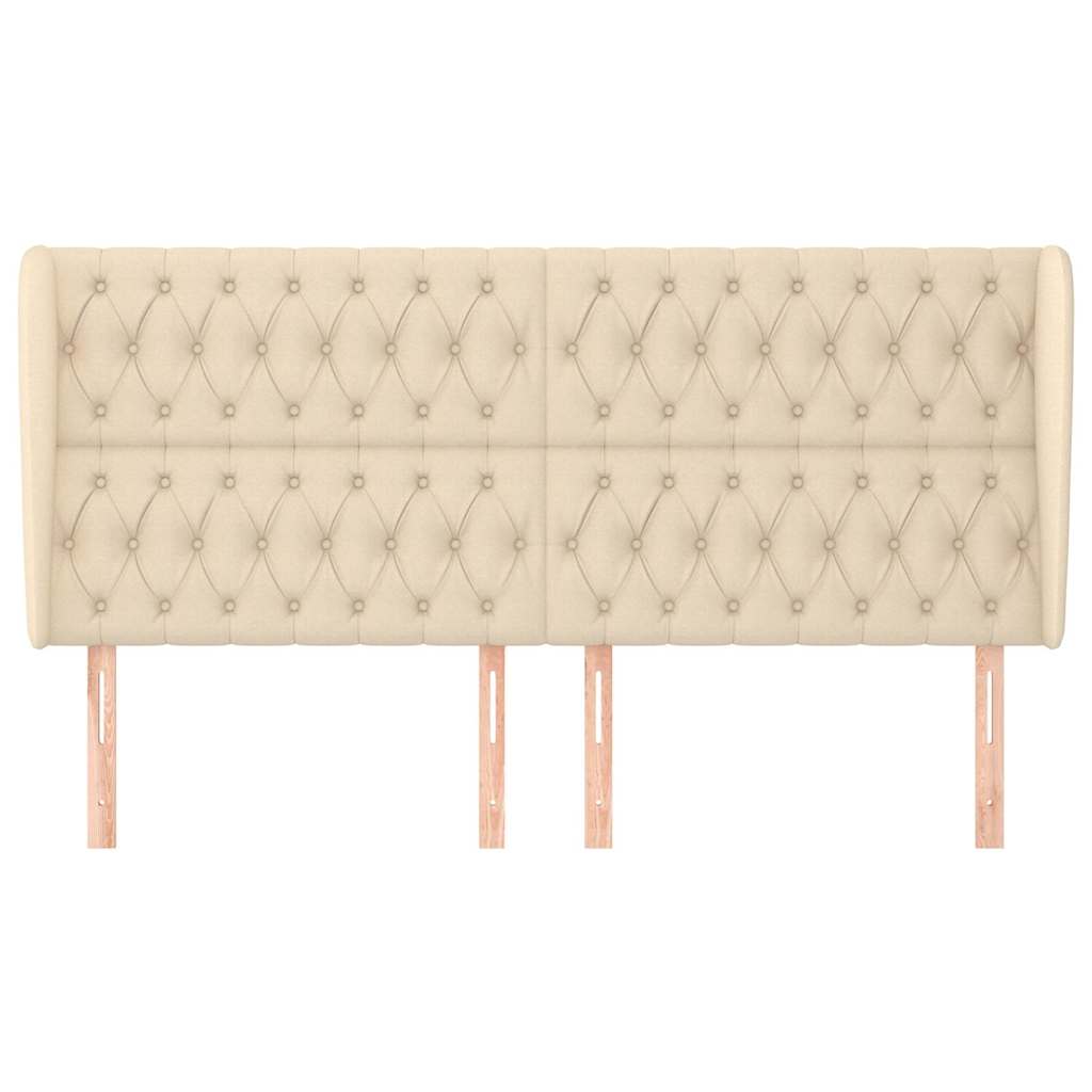 Vidaxl hoofdbord met randen 203x23x118 128 cm stof crèmekleurig
