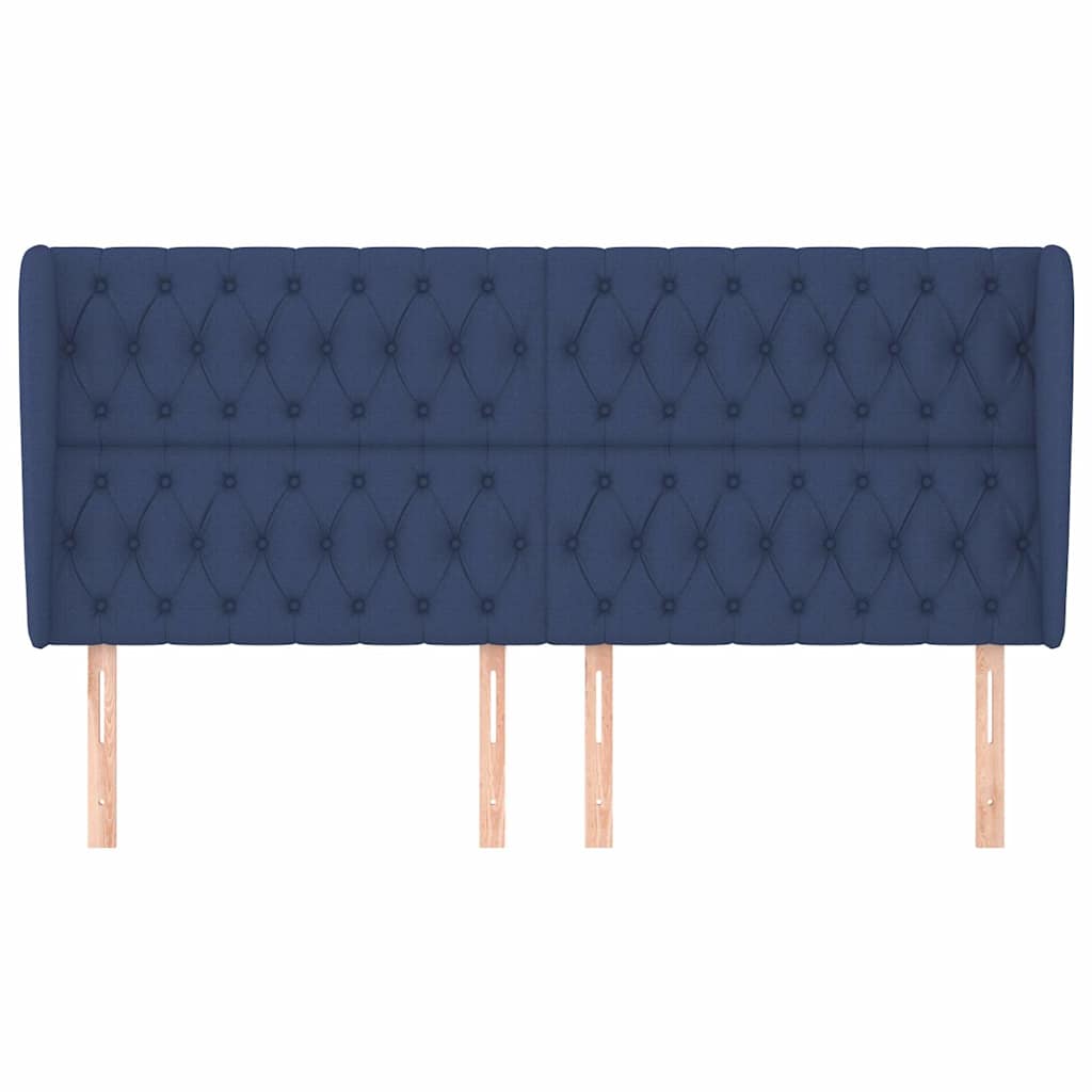 Vidaxl hoofdbord met randen 203x23x118 128 cm stof blauw