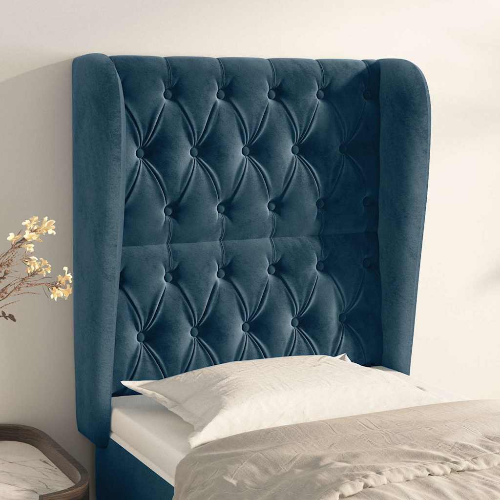 Vidaxl hoofdbord met randen 83x23x118 128 cm fluweel donkerblauw