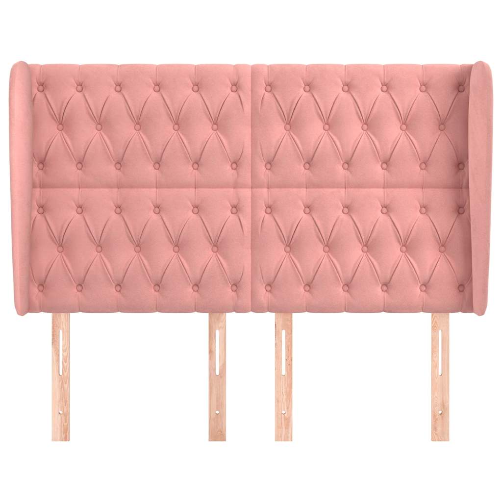 Vidaxl hoofdbord met randen 147x23x118 128 cm fluweel roze