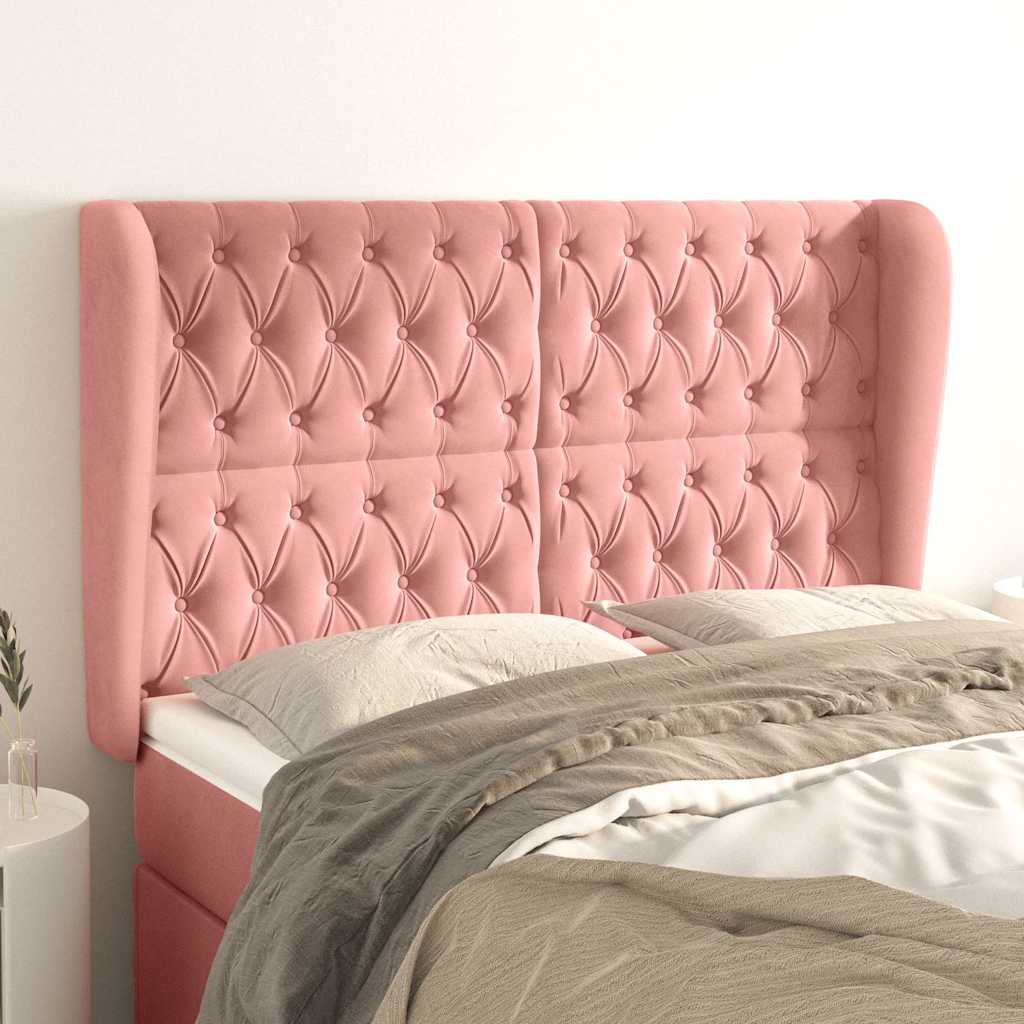 Vidaxl hoofdbord met randen 147x23x118 128 cm fluweel roze