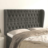 Vidaxl hoofdbord met randen 163x23x118 128 cm fluweel donkergrijs