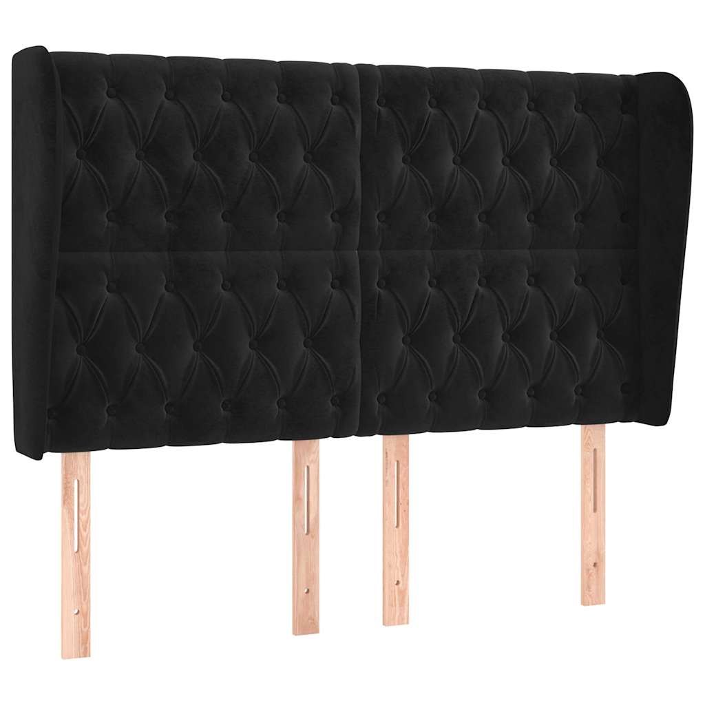 Vidaxl hoofdbord met randen 163x23x118 128 cm fluweel zwart