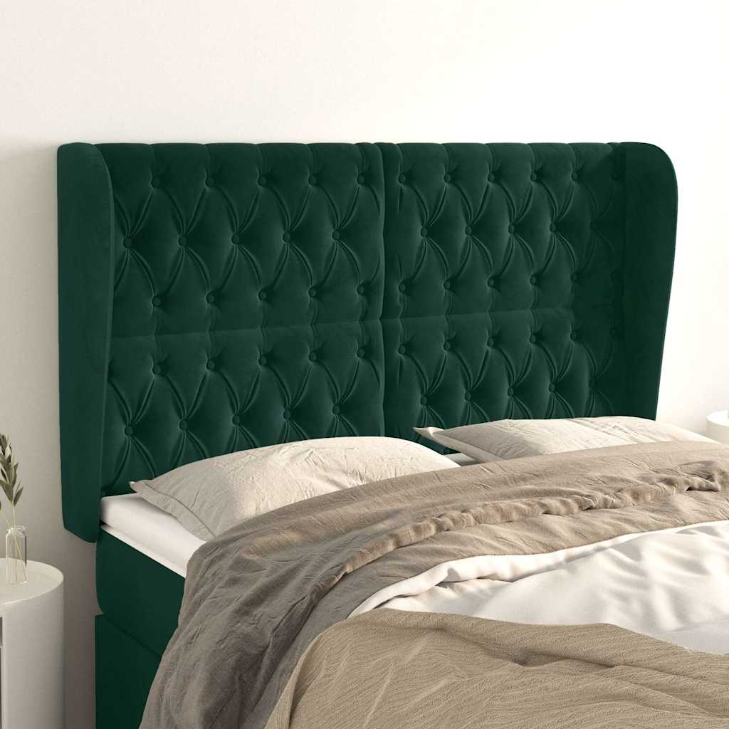 Vidaxl hoofdbord met randen 163x23x118 128 cm fluweel donkergroen
