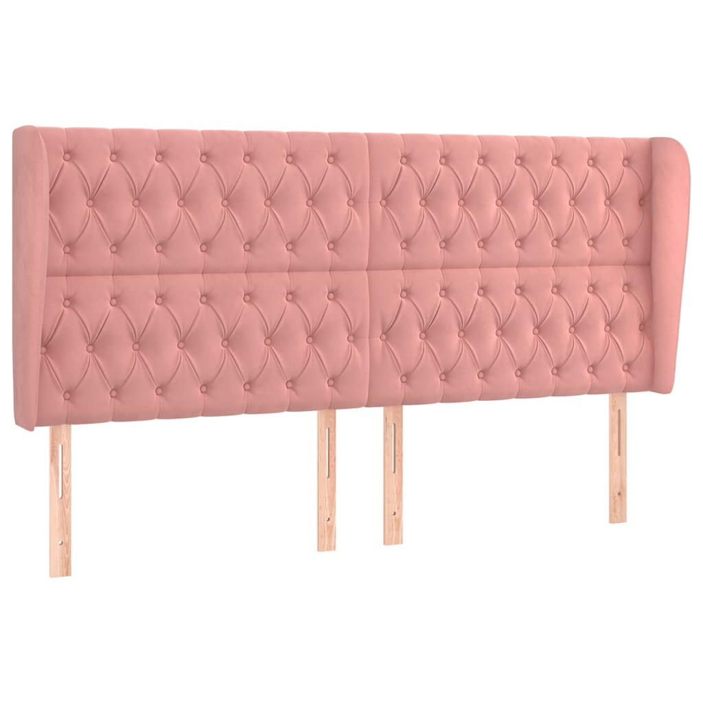 Vidaxl hoofdbord met randen 183x23x118 128 cm fluweel roze