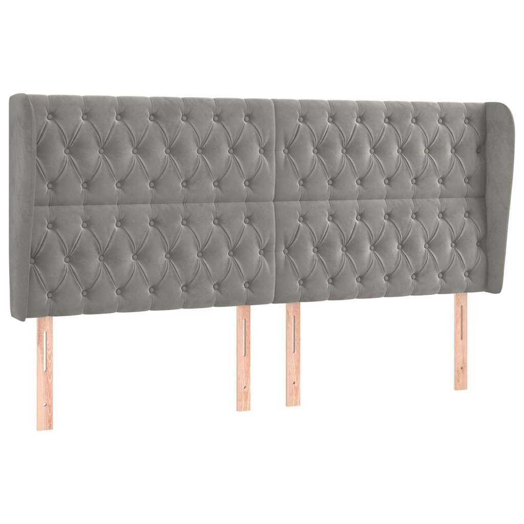 Vidaxl hoofdbord met randen 203x23x118 128 cm fluweel lichtgrijs