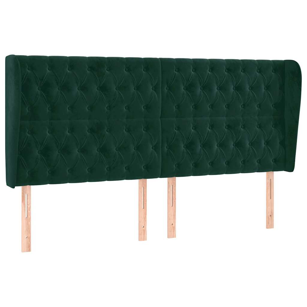 Vidaxl hoofdbord met randen 203x23x118 128 cm fluweel donkergroen