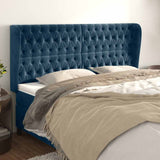 Vidaxl hoofdbord met randen 203x23x118 128 cm fluweel donkerblauw