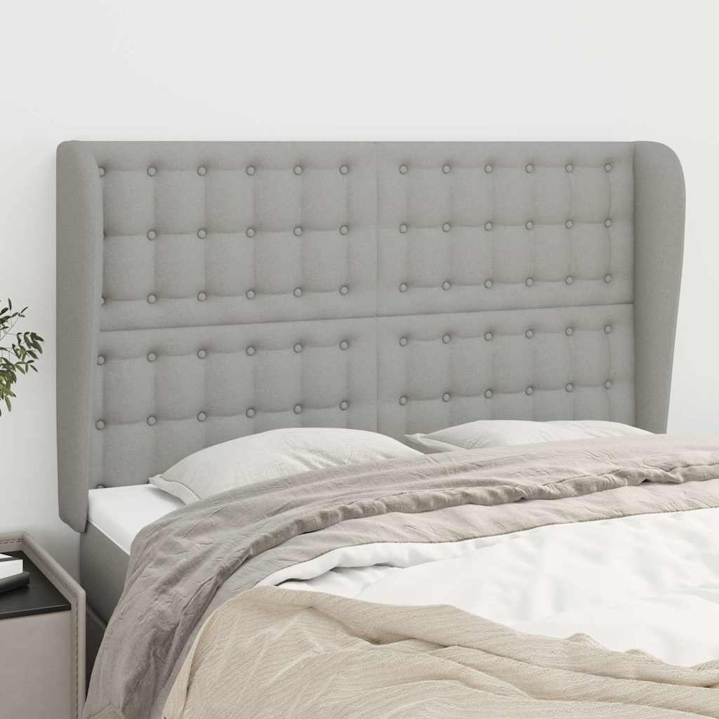 Vidaxl hoofdbord met randen 147x23x118 128 cm stof lichtgrijs