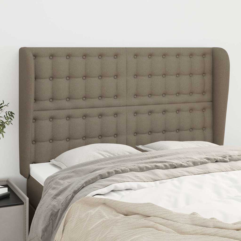 Vidaxl hoofdbord met randen 147x23x118 128 cm stof taupe