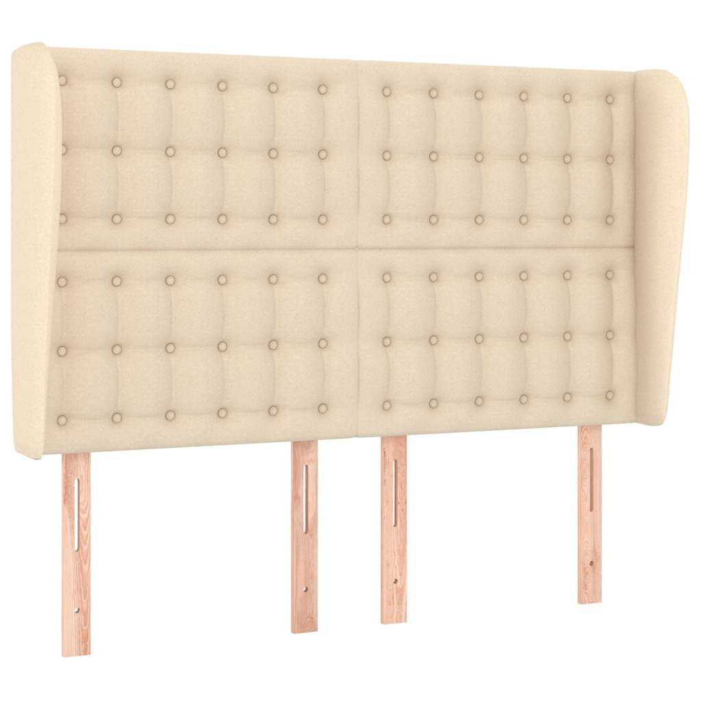 Vidaxl hoofdbord met randen 147x23x118 128 cm stof crèmekleurig