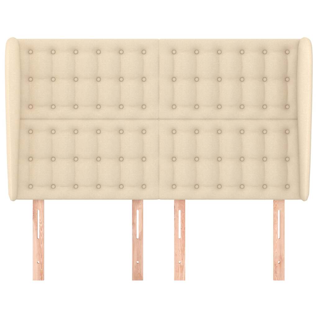 Vidaxl hoofdbord met randen 147x23x118 128 cm stof crèmekleurig