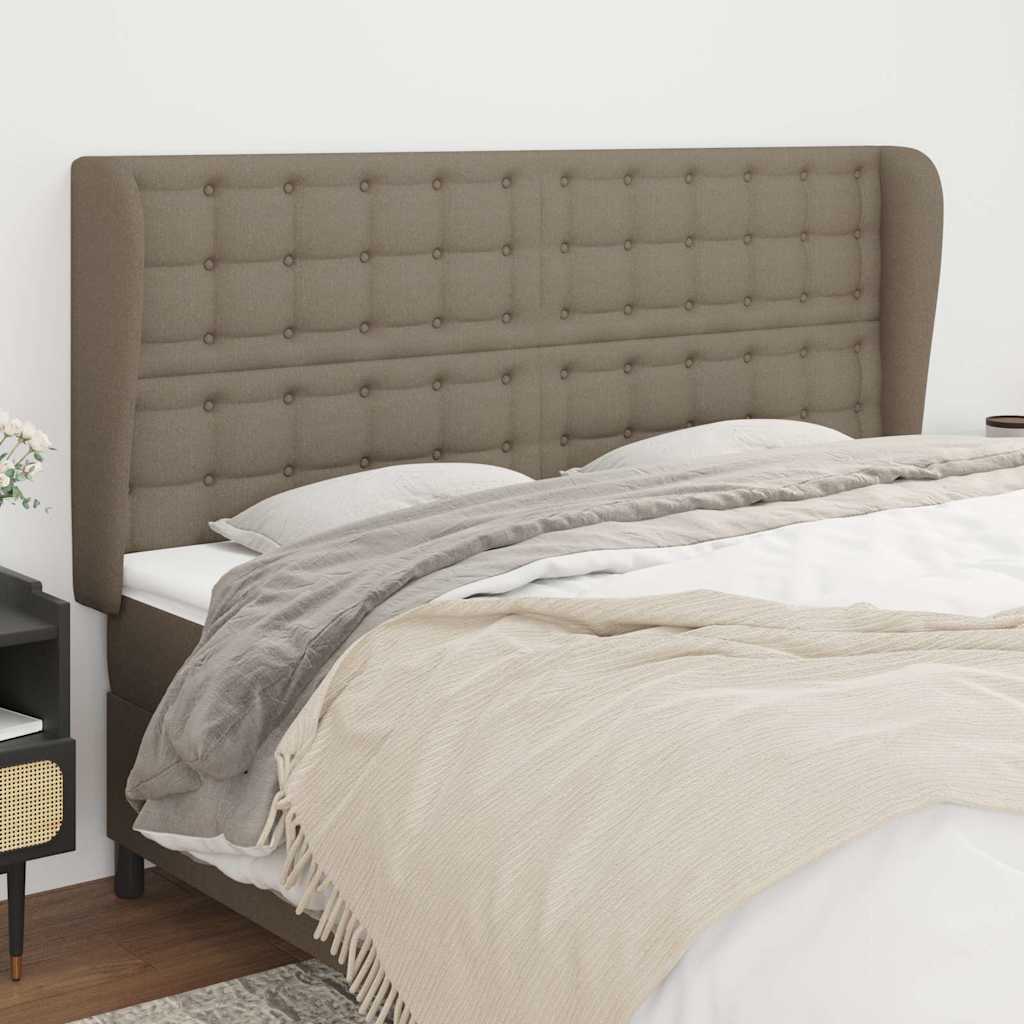 Vidaxl hoofdbord met randen 203x23x118 128 cm stof taupe