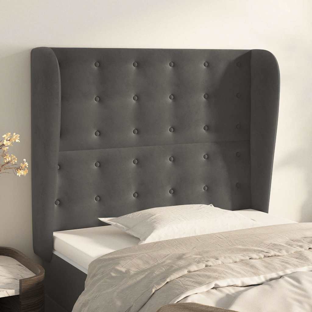 Vidaxl hoofdbord met randen 83x23x118 128 cm fluweel donkergrijs