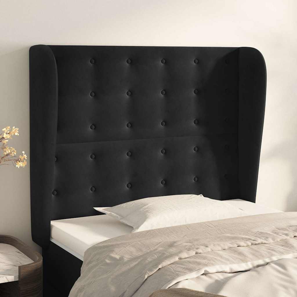 Vidaxl hoofdbord met randen 93x23x118 128 cm fluweel zwart