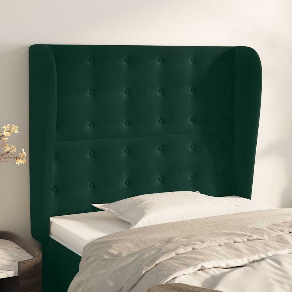 Vidaxl hoofdbord met randen 93x23x118 128 cm fluweel donkergroen