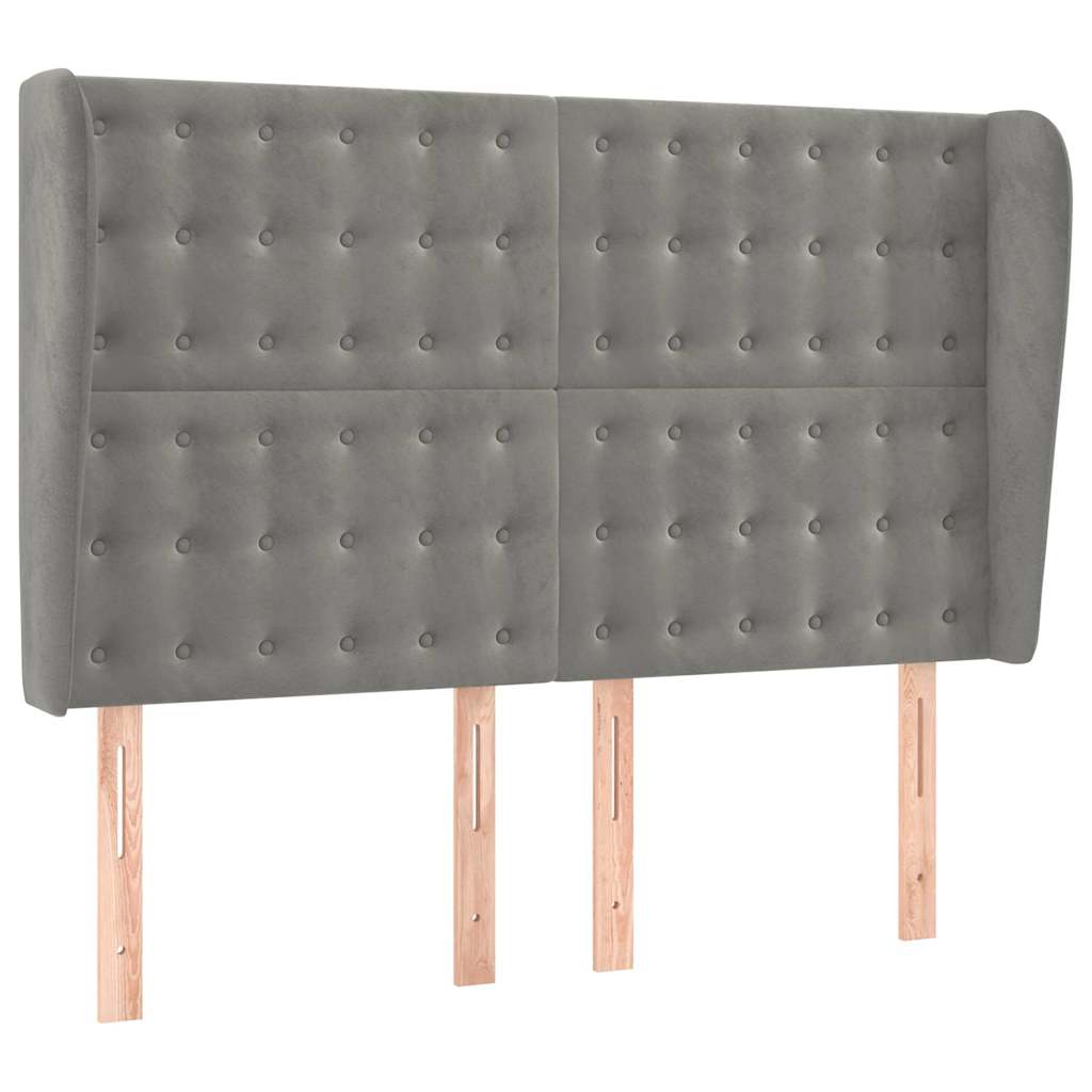 Vidaxl hoofdbord met randen 147x23x118 128 cm fluweel lichtgrijs