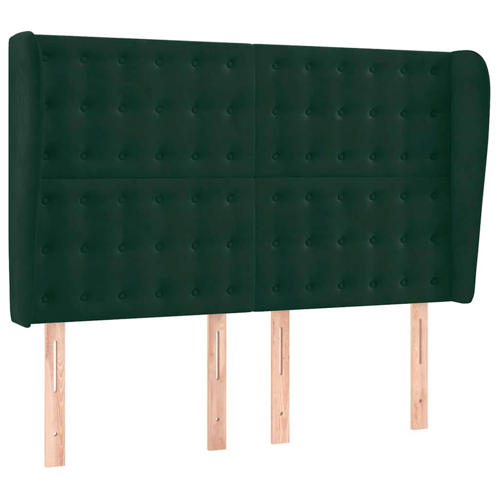Vidaxl hoofdbord met randen 147x23x118 128 cm fluweel donkergroen