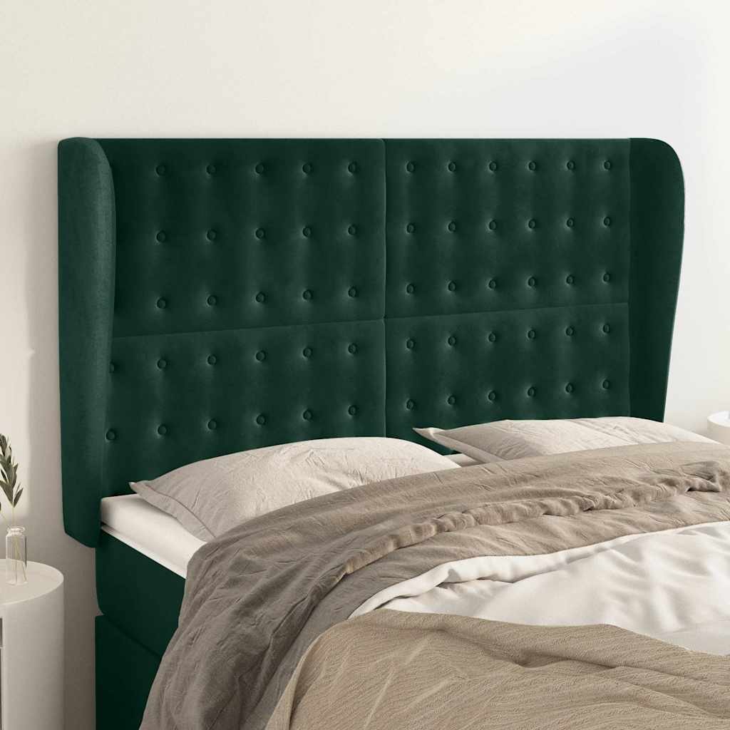Vidaxl hoofdbord met randen 147x23x118 128 cm fluweel donkergroen