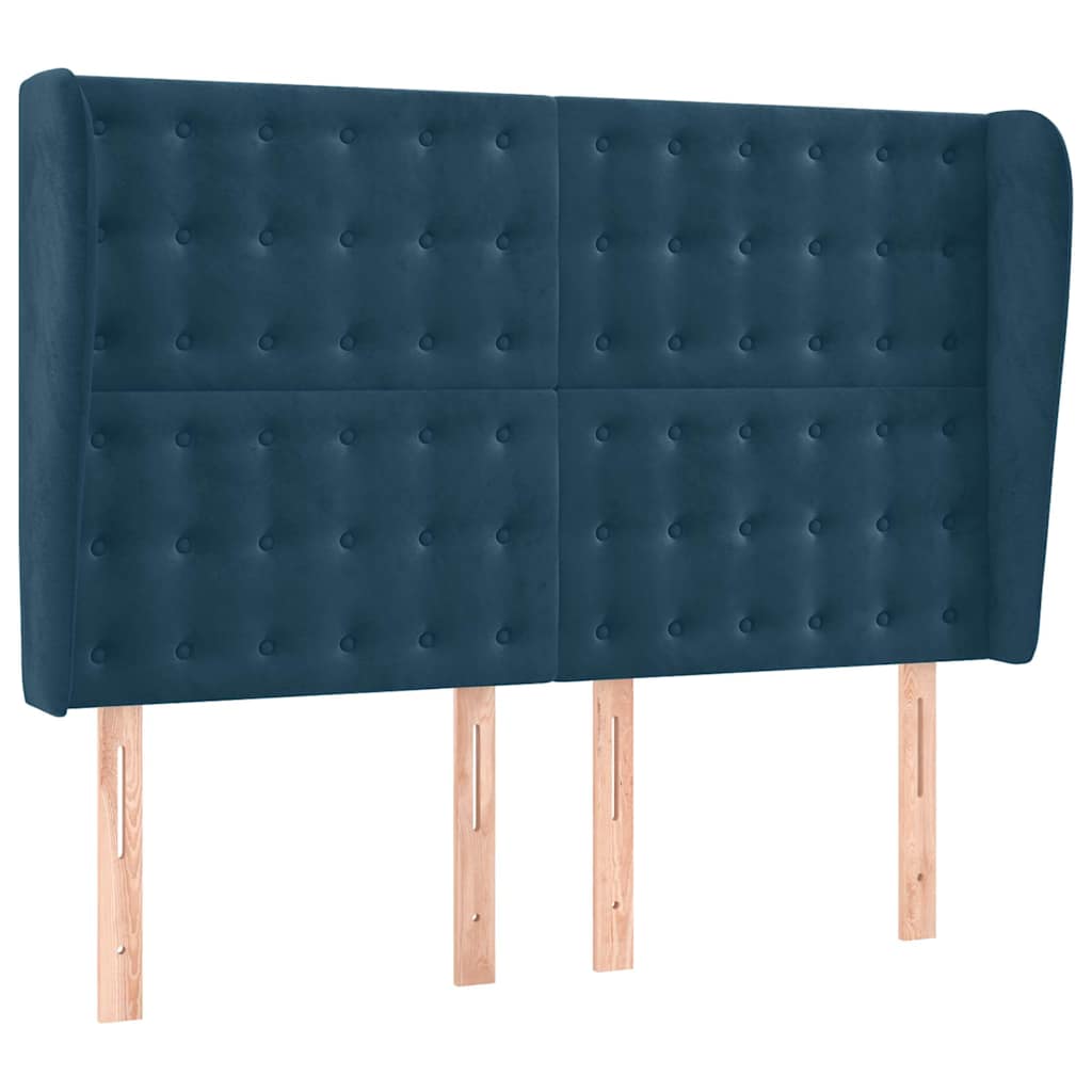 Vidaxl hoofdbord met randen 147x23x118 128 cm fluweel donkerblauw