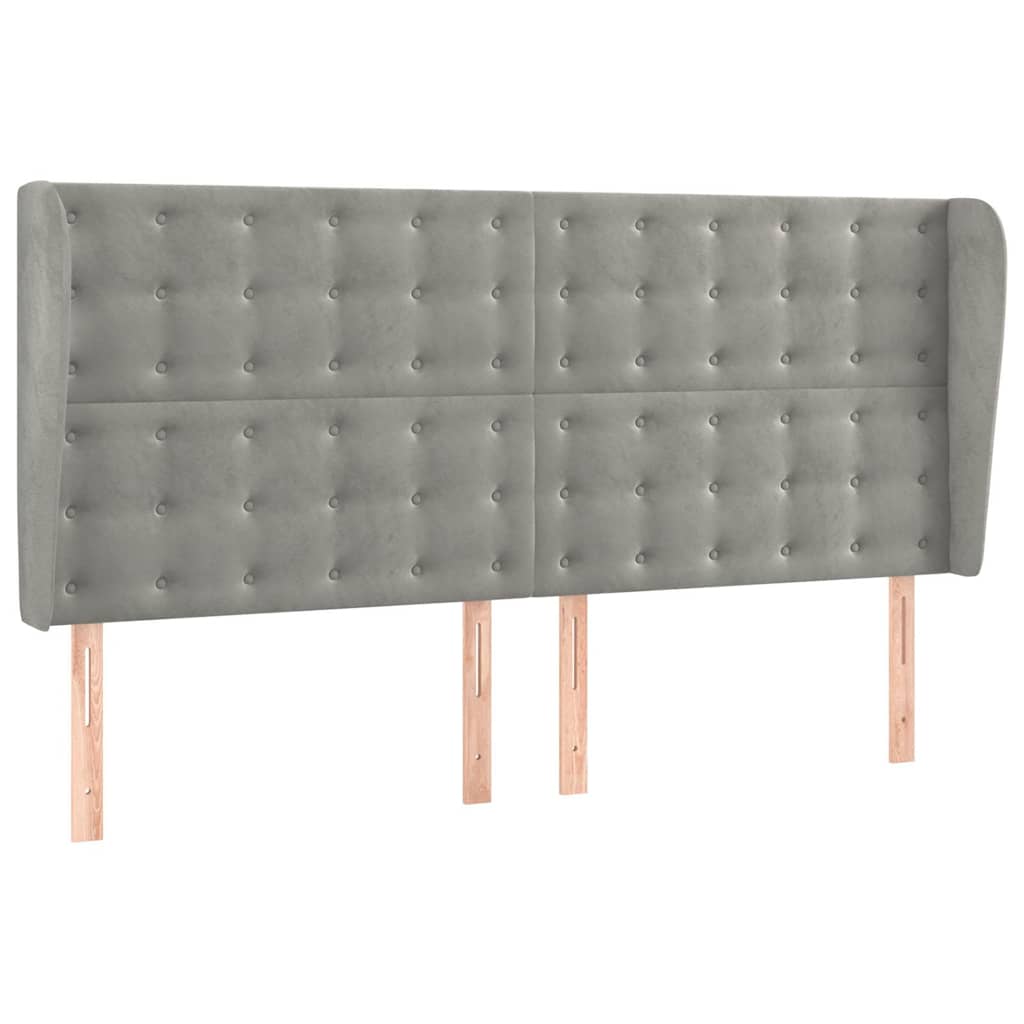 Vidaxl hoofdbord met randen 163x23x118 128 cm fluweel lichtgrijs