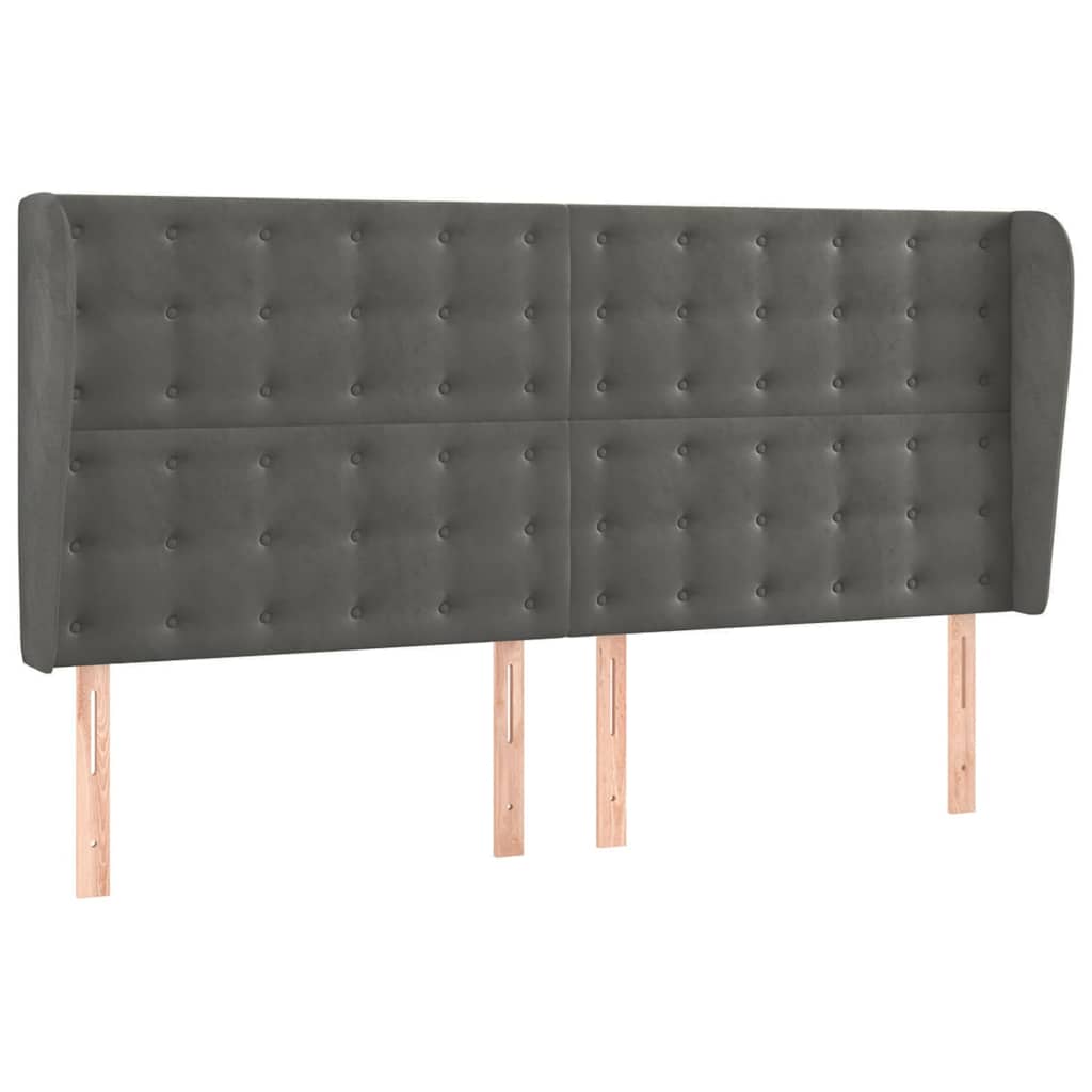 Vidaxl hoofdbord met randen 163x23x118 128 cm fluweel donkergrijs