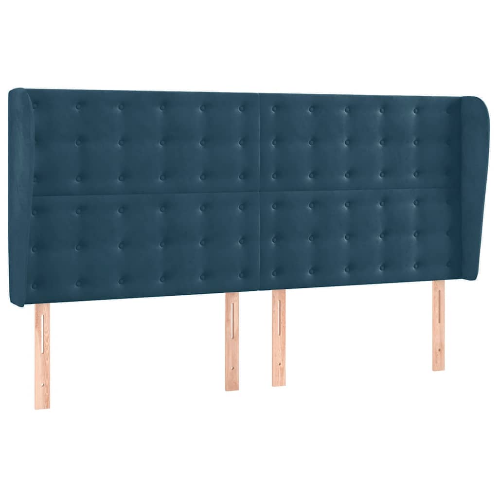 Vidaxl hoofdbord met randen 163x23x118 128 cm fluweel donkerblauw