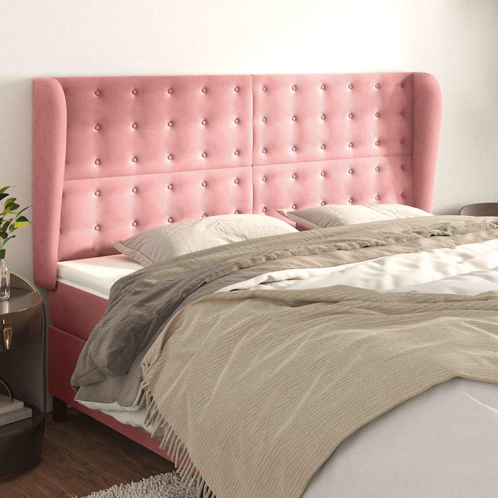 Vidaxl hoofdbord met randen 183x23x118 128 cm fluweel roze