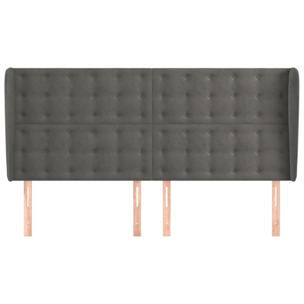 Vidaxl hoofdbord met randen 203x23x118 128 cm fluweel donkergrijs