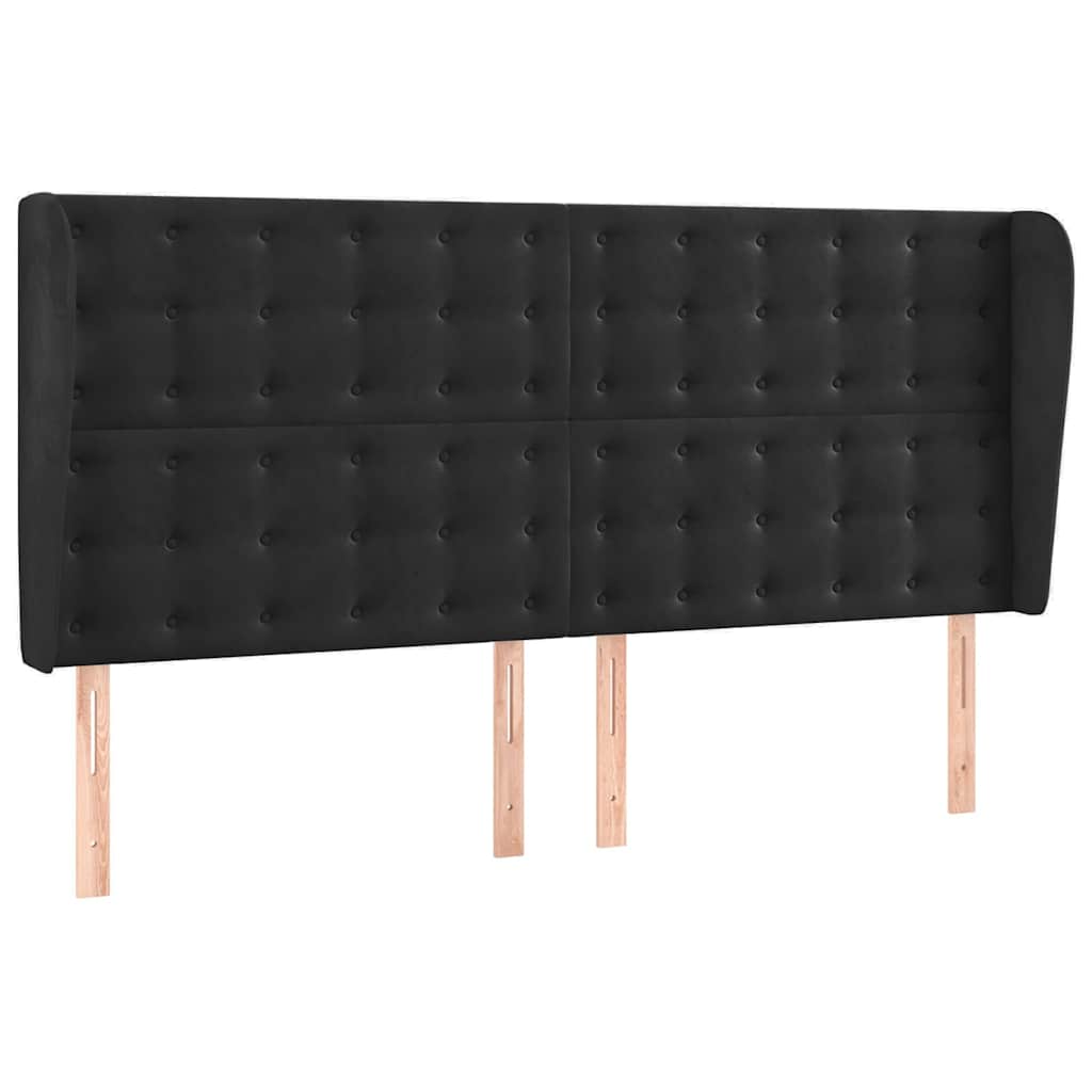 Vidaxl hoofdbord met randen 203x23x118 128 cm fluweel zwart