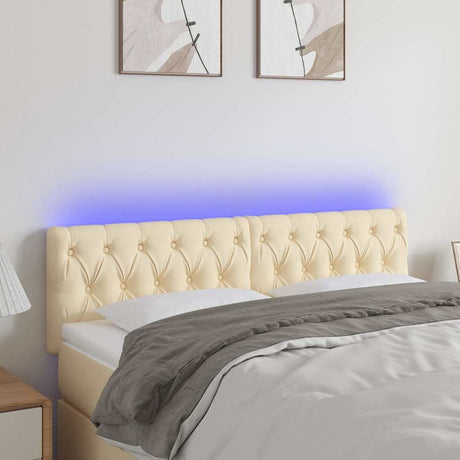 Vidaxl hoofdbord led 144x7x78 88 cm stof crèmekleurig