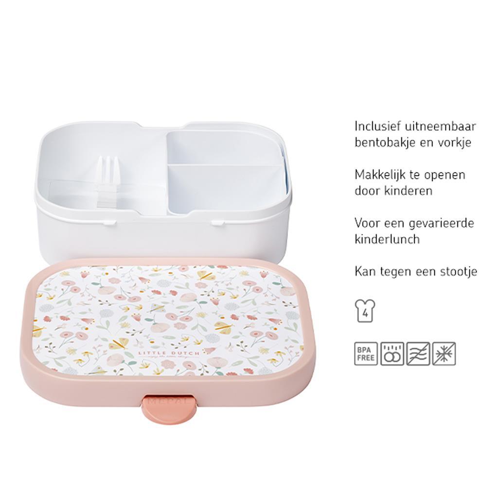 Mepal campus lunchbox flowers and butterflies roze wit