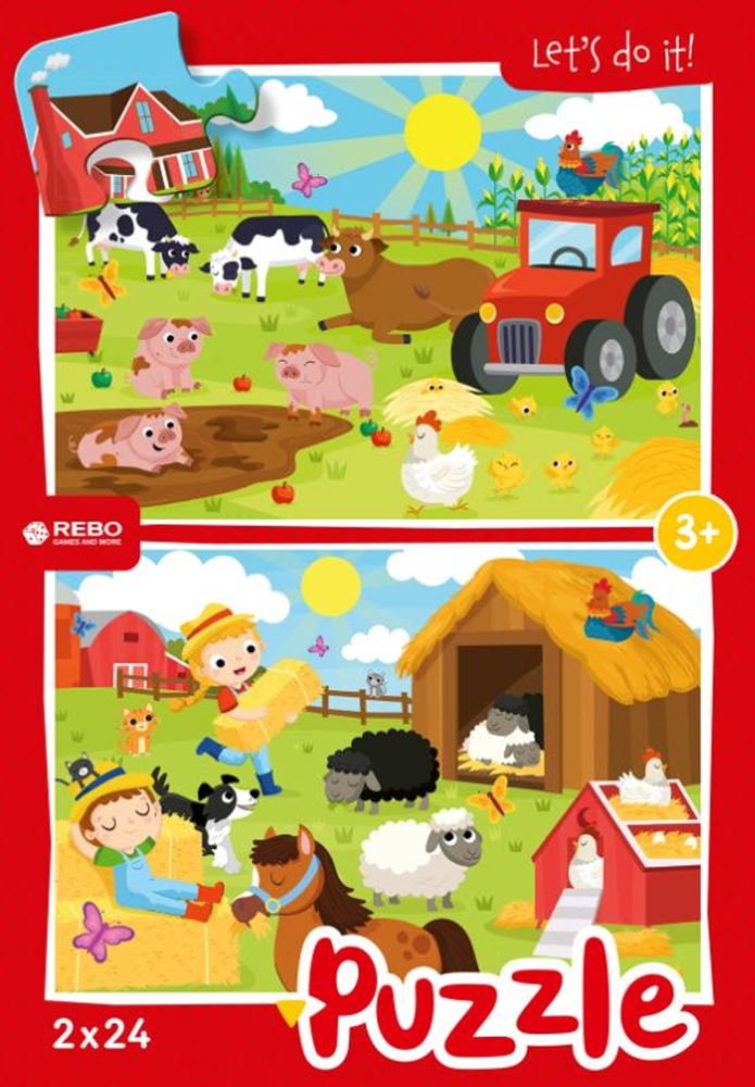 Rebo legpuzzel 2x24 stukjes - farm anima