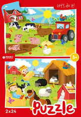 Rebo legpuzzel 2x24 stukjes - farm anima